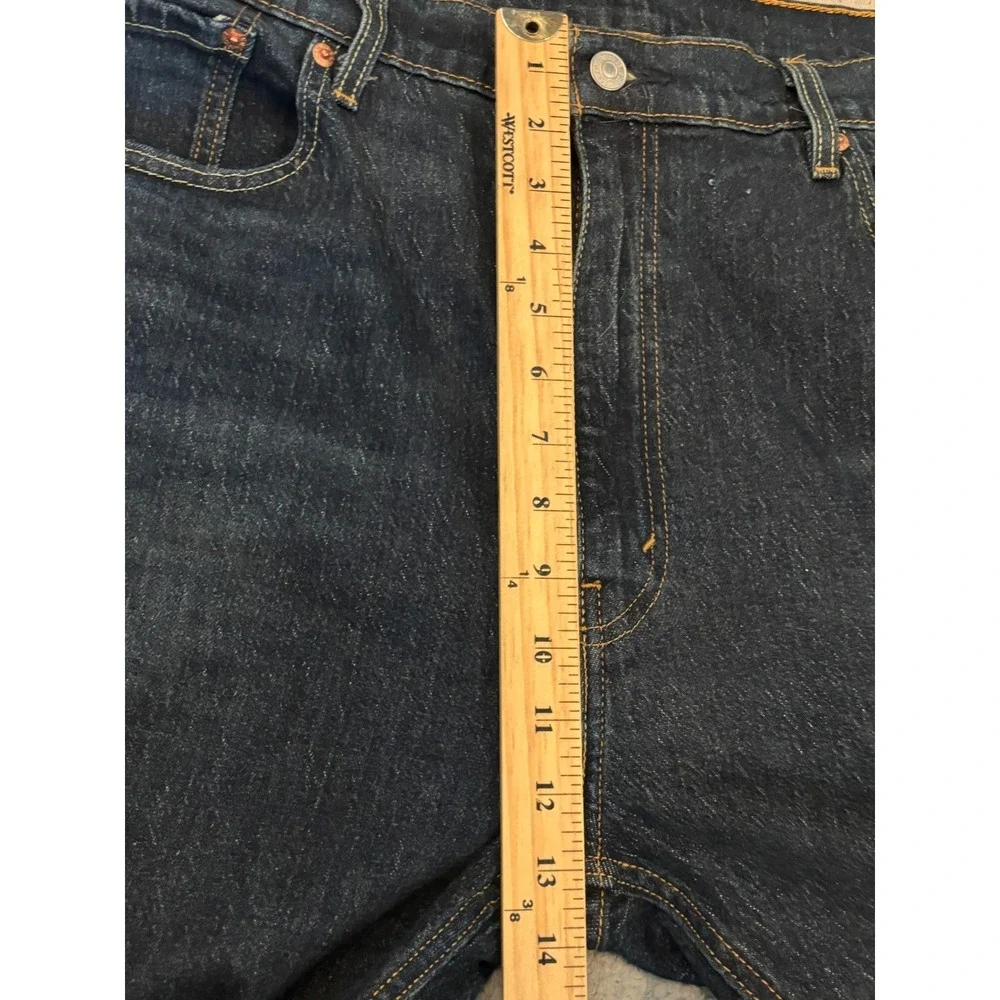 Levis 505 Regular Fit Dark Wash Straight Leg Jeans Mens 40x32 Blue Stretch